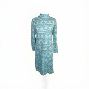 Kimberly Neiman Marcus Vintage Geo Print Long Sleeve Dress - Mod Style